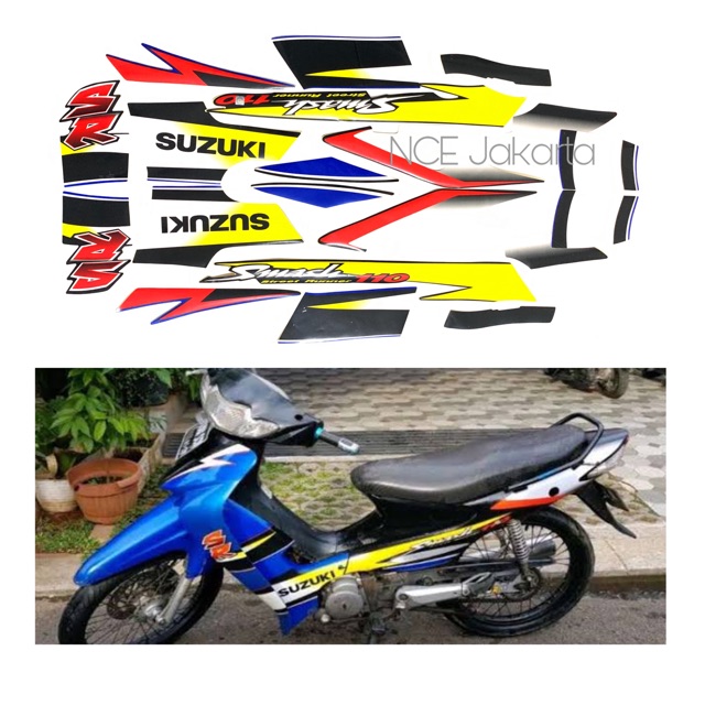 STIKER STRIPING SMASH SR 2005 BIRU HITAM