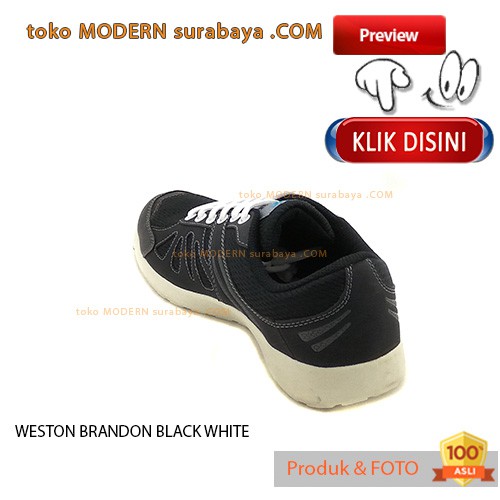 WESTON BRANDON BLACK WHITE sepatu sekolah casual sneakers