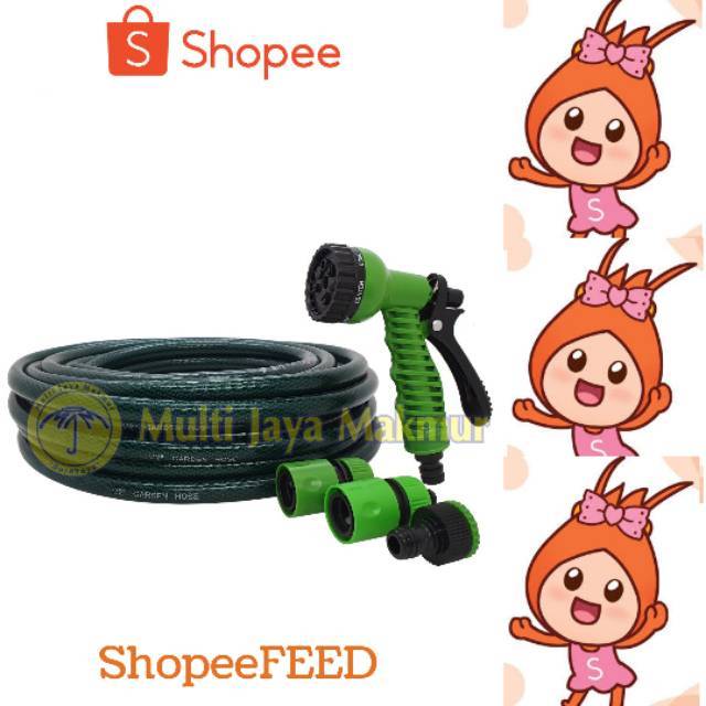 GARDEN HOSE SET 1/2&quot; × 15M SEMPROTAN 7 POSISI DAN SELANG KEBUN