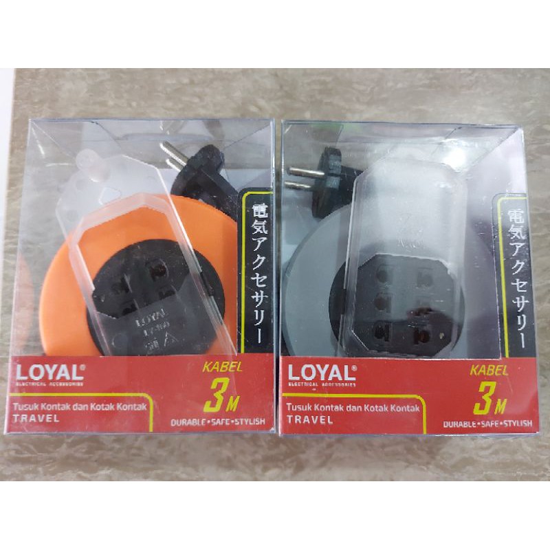 Kabel Rol Travel LOYAL, Stopkontak/ Colokan Kabel Travel Mini LOYAL Kabel 3 Meter Cocok untuk Cas HP