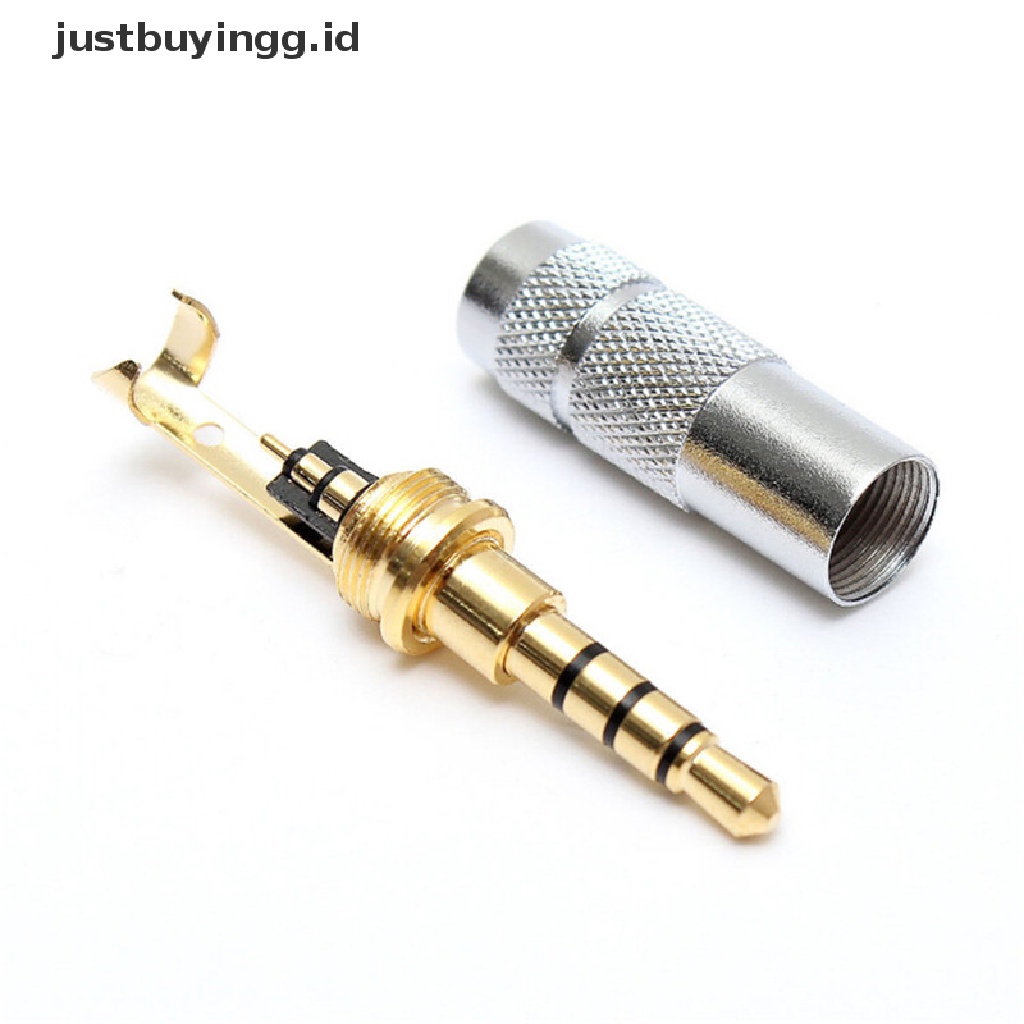 [justbuyingg.id] Fashion 4 Pole 3.5mm Stereo Headphone Male Plug Jack Audio Solders Connector ID