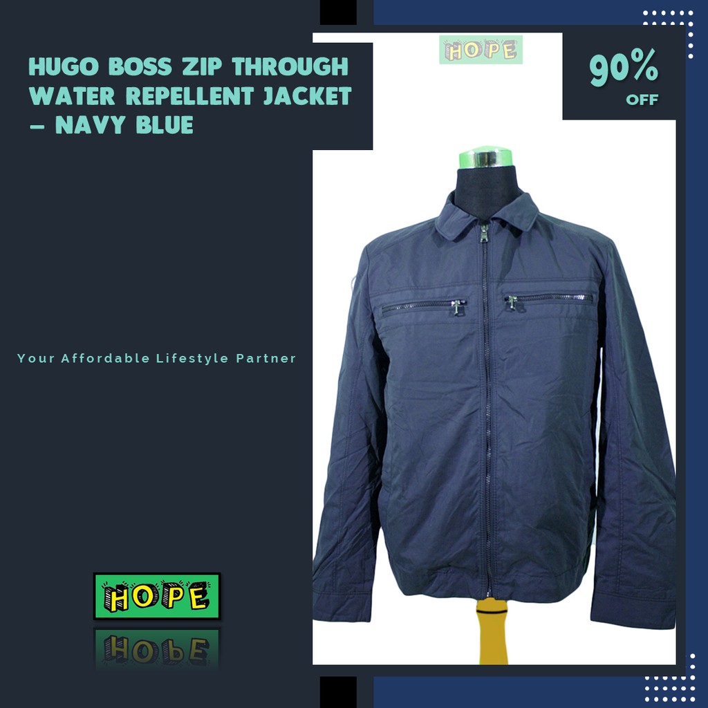 Original BNWOT Hugo B*ss Zip Through Water Repellent Jacket - Navy Blue