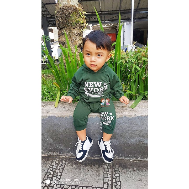 Klik Mds Setelan Anak Bayi Laki-Laki Motif Hoodie New York Free Celana Allsize