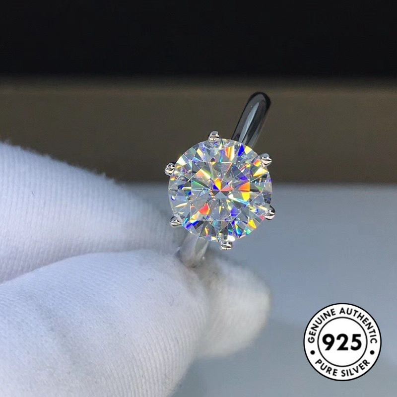 Cincin Model Terbuka Aksen Berlian Bahan S925 Silver Untuk Wanita