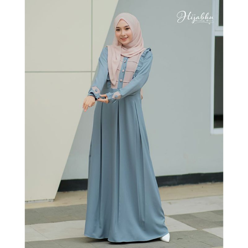 Fashion Muslim | Pakaian Muslim Wanita | Alesha Dress Terbaru | Gamis Remaja Terbaru (M L XL) Dress 
