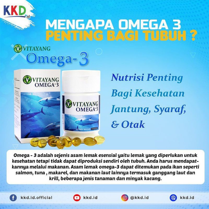 Vitayang Omega 3 Minyak Ikan Omega 3 Suplemen Jantung Syaraf Otak Original KK Indonesia