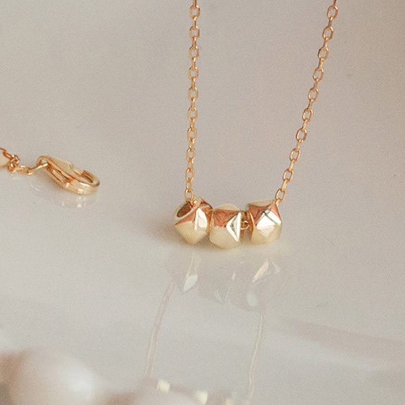 Kalung Pendek Manik-Manik Emas Bentuk Persegi Kecil Tidak Teratur Untuk Wanita