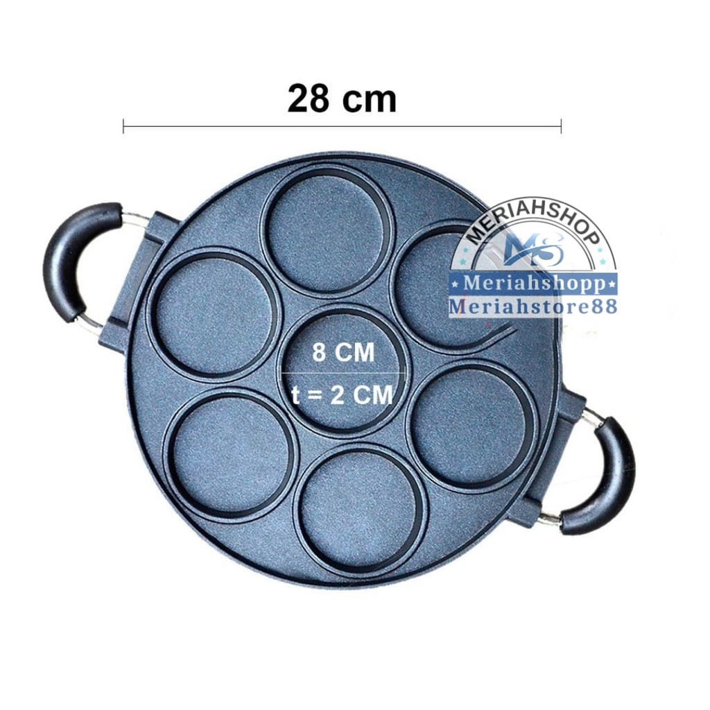 Cetakan kue 7 lubang Datar Q2 8506 martabak kue Apem Serabi Cubit