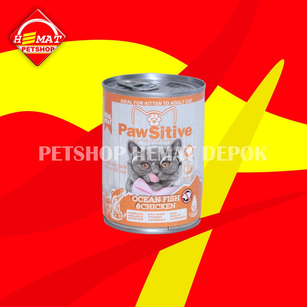 Pawsitive Makanan Basah Wet Food Anak Kucing Dewasa Kaleng 400 Gram