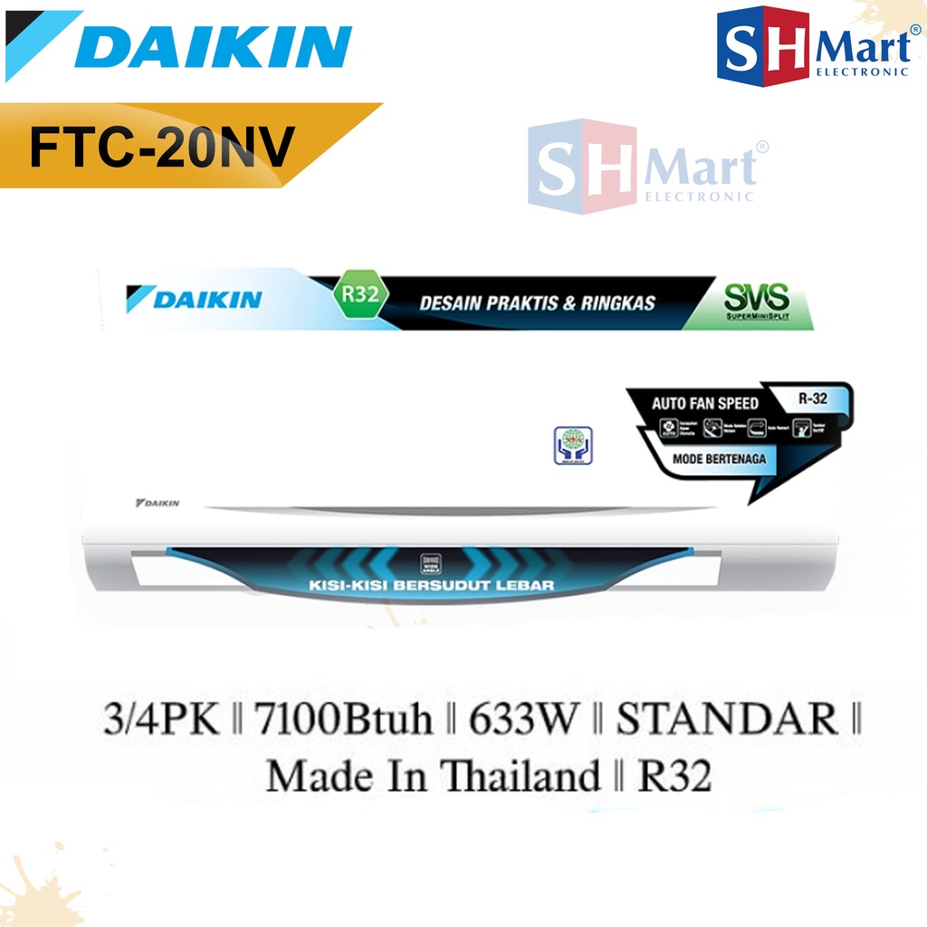 AC DAIKIN 3/4 PK THAILAND FTC-20NV FTC 20NV GARANSI RESMI (MEDAN)