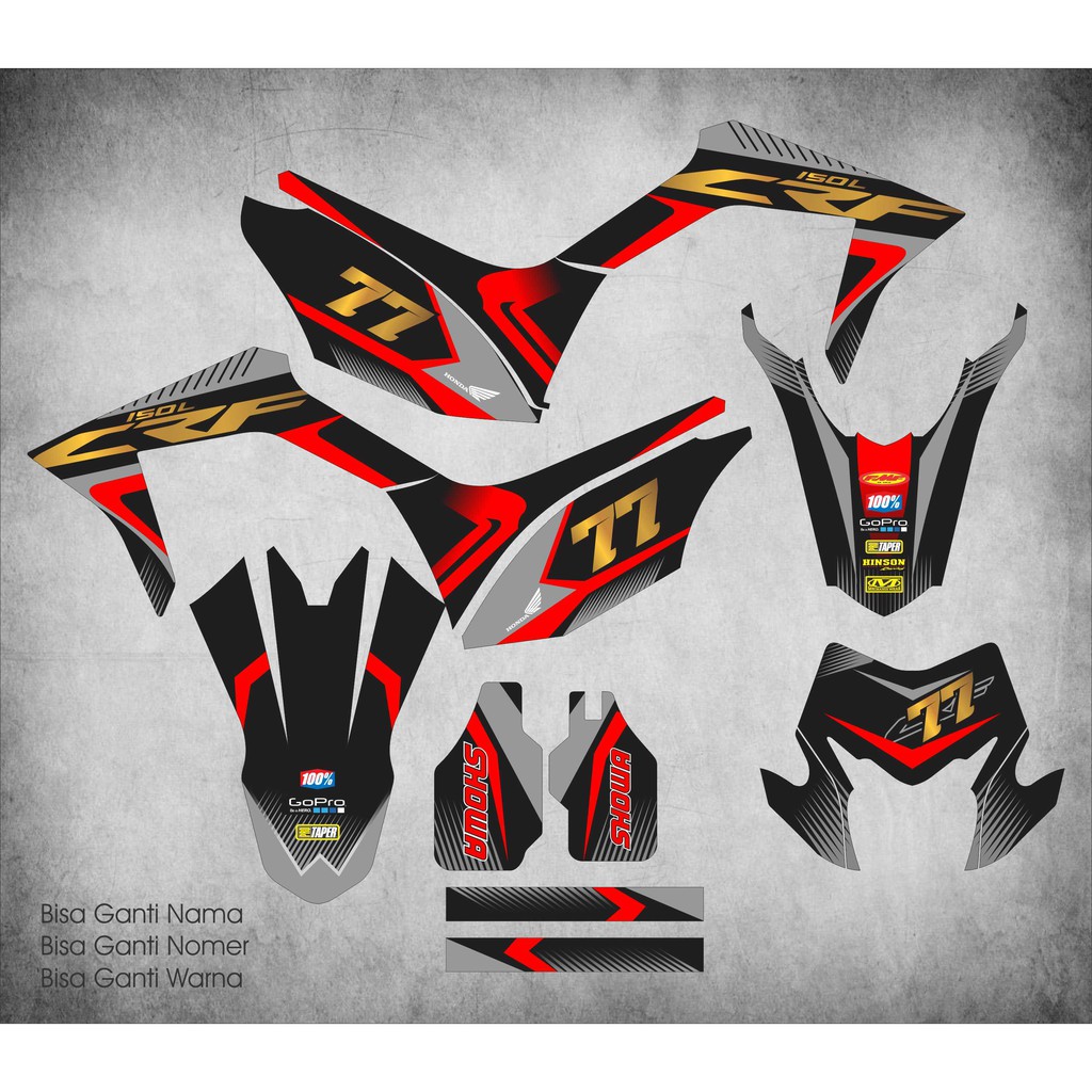 Sticker Decal Custom Honda CRF 150 L Design Bebas Nomor Gold