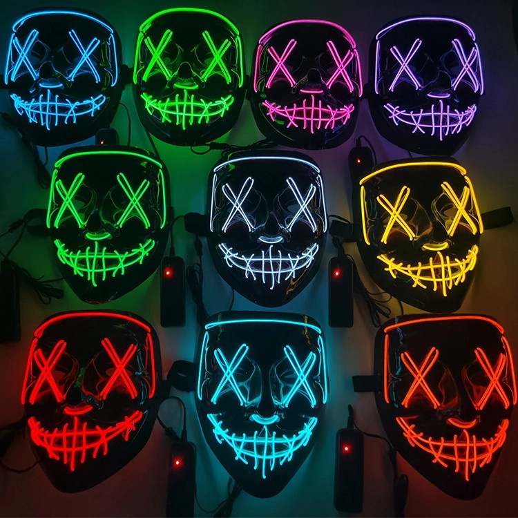 Topeng LED Skull Mask The Purge Anarcy Murah Cosplay Seram Tengkorak