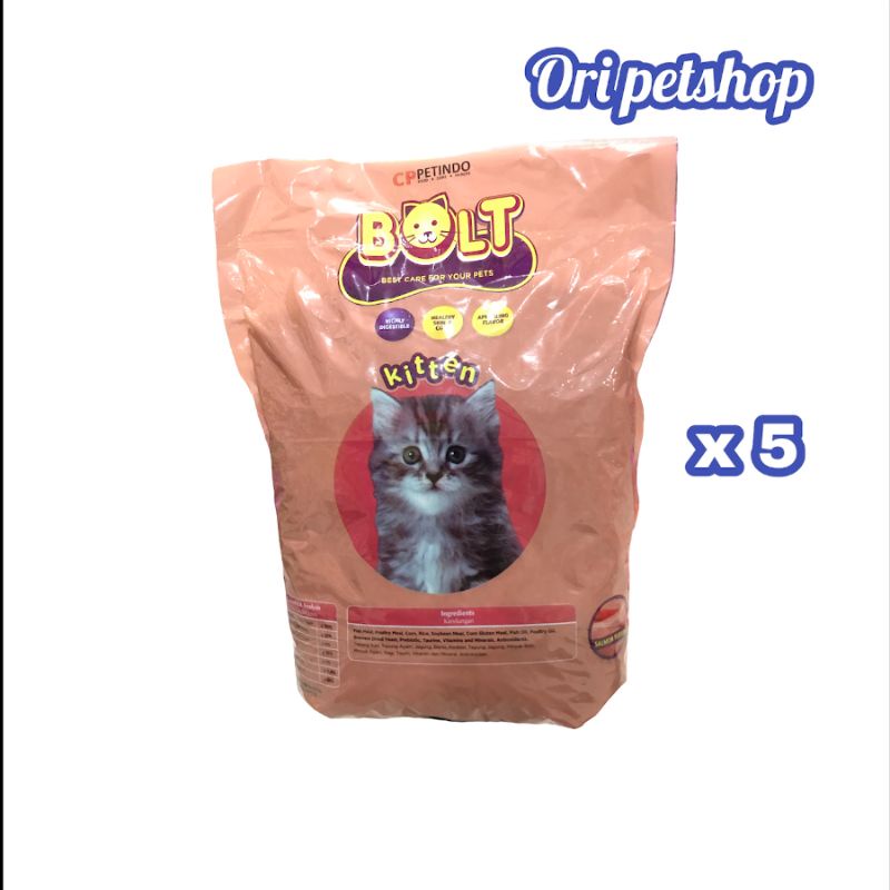 Bolt Kitten Cat Food (paket 5kg) Makanan Anak Kucing Rasa Salmon