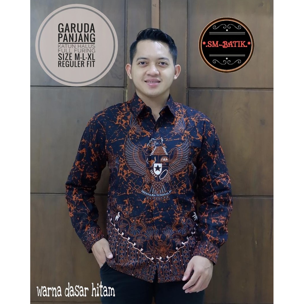 GARUDA PANJANG KEMEJA BATIK PRIA LENGAN PANJANG KATUN HALUS LAPIS FURING SM BATIK SOLO BATIK SOLO AS