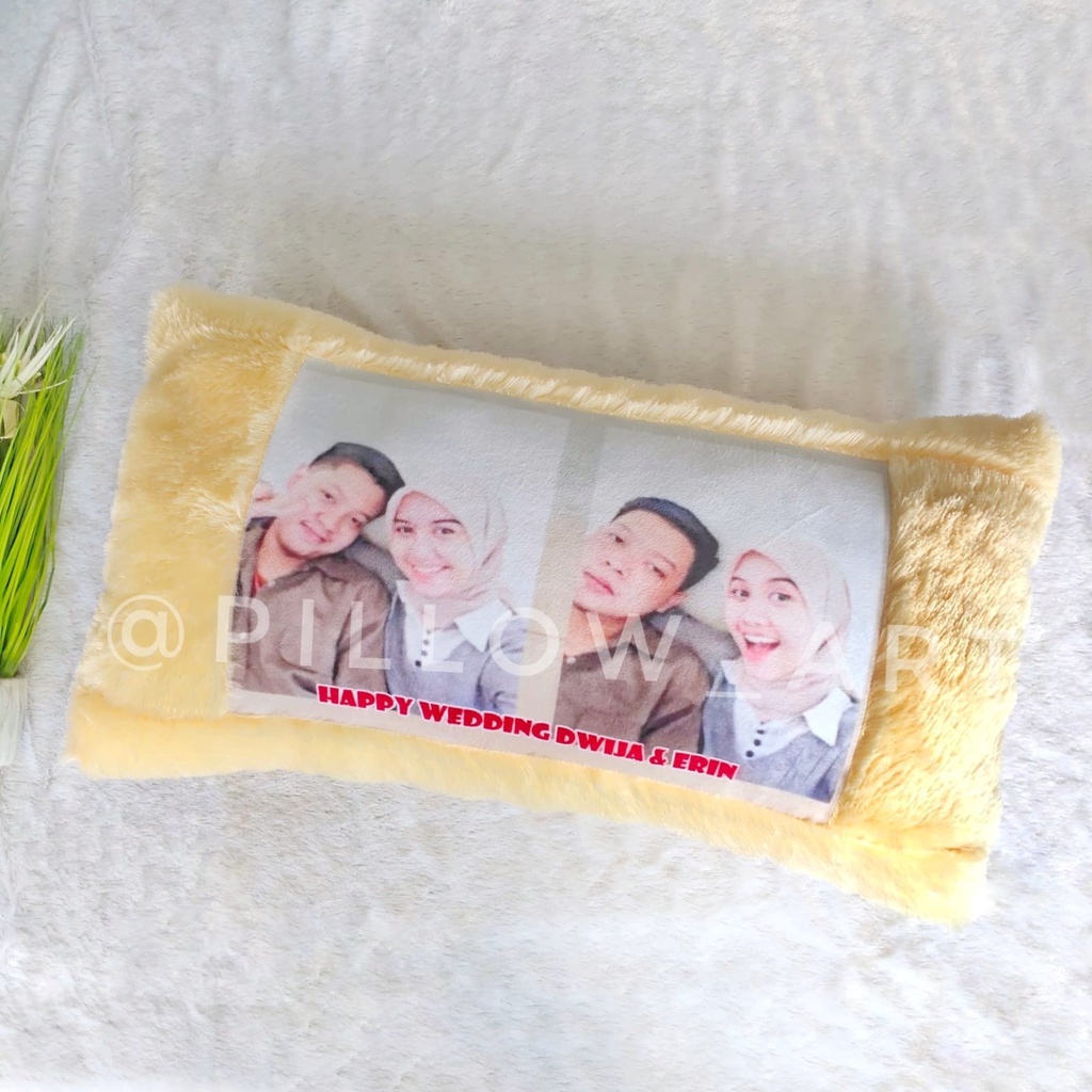 Pillowart - Bantal Cinta Custom Foto Ukuran 80x40 cm Bulu Rasfur / Hadiah - ART018