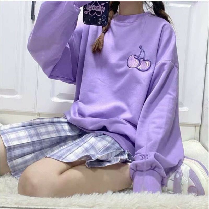 CHERRY CUTE SWEATER WANITA - CREWNECK LUCU TERLARIS