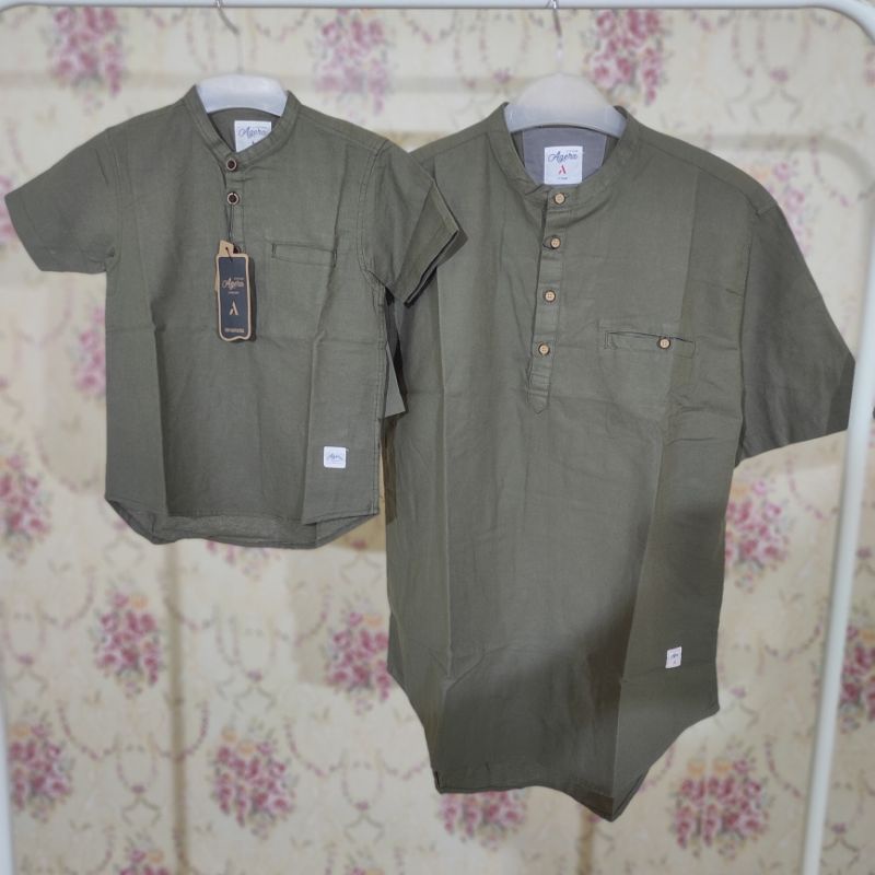 BAJU KURTA KEMEJA KOKO KEMKO PASANGAN COUPLE ANAK AYAH LENGAN PENDEK TERBARU ORIGINAL AGERA