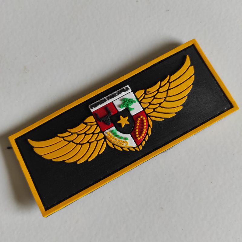 PATCH RUBBER LOGO PP ( PEMUDA PANCASILA) WING'S KOTAK PANJANG/TEMPELAN EMBLEM KARET VELCRO