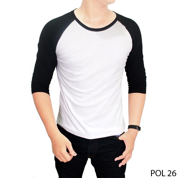 Kaos Raglan Hitam Putih - POL 26