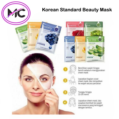 Masker Wajah Korea Beauty Korean Standard Murah Original Natural Sheet Mask Rorec HC Hana Asli Perawatan Muka Pencerah Pelembab Pemutih