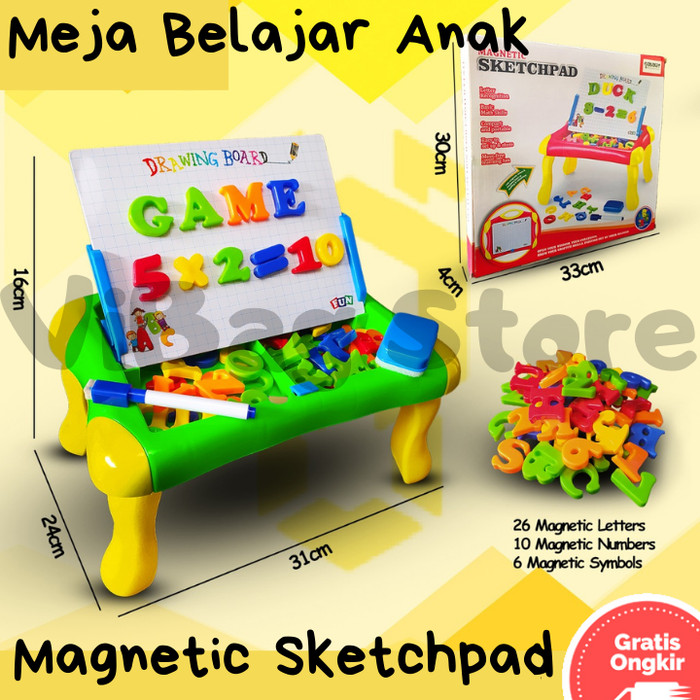 

Mainan Meja Belajar Anak Menggambar Menulis Berhitung Papan Tulis Magnet Whiteboard Mainan Edukasi BRO1236 Anak