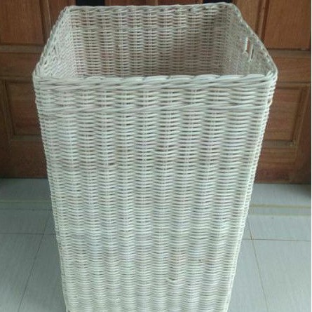 Keranjang rotan kotak persegi laundry tutup penyimpanan besar jumbo  40x40x65 cm