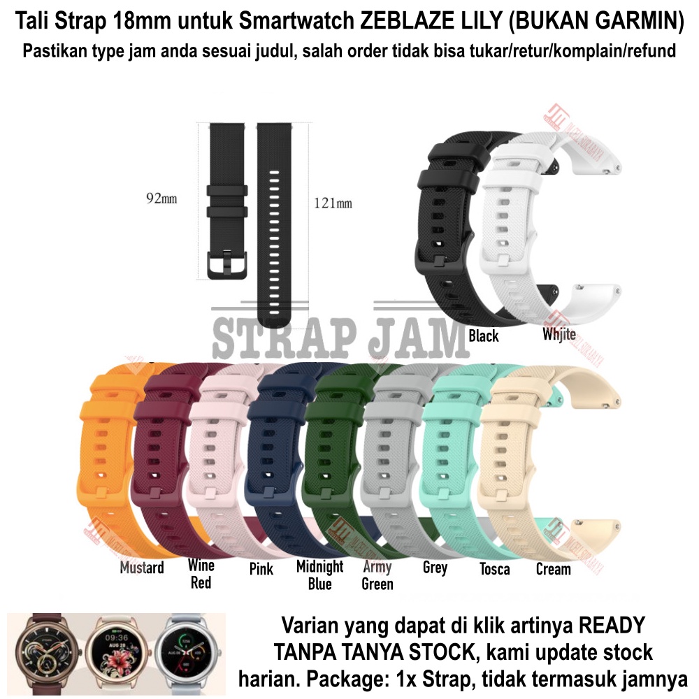 OYE 18mm Strap Smartwatch Zeblaze Lily - Tali Jam Tangan Silikon Lentur Lembut