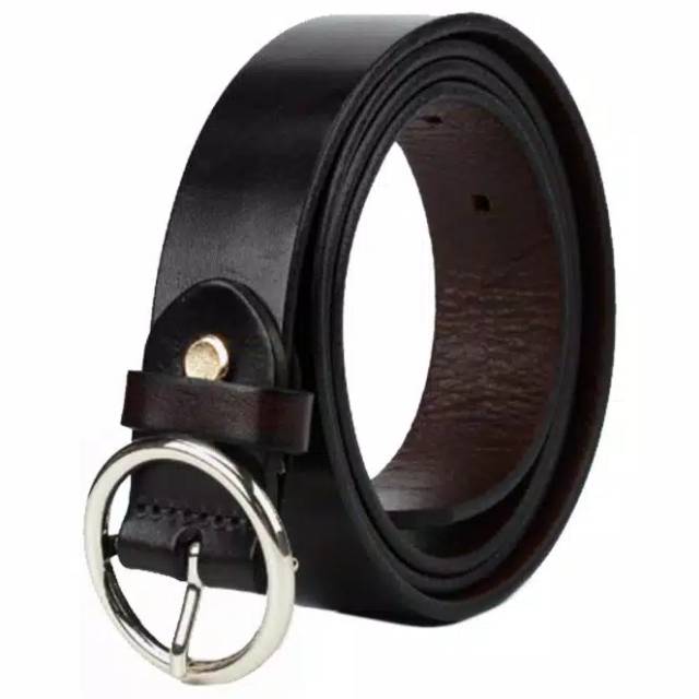 Ikat Pinggang O Ring Belt Gesper Hitam Polos Ban Pinggang Ringbelt Korean