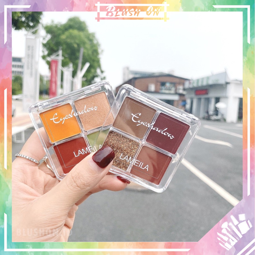 LAMEILA 4 Color Eyeshadow Waterproof Disk Pallete 4 Warna Kombinasi Glitter Tahan Lama Tahan Air 3049