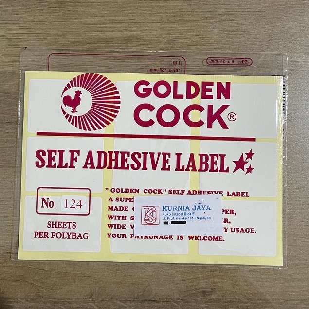 

GOLDEN COCK Label No. 124 - Self Adhesive Label 124 - Sticker