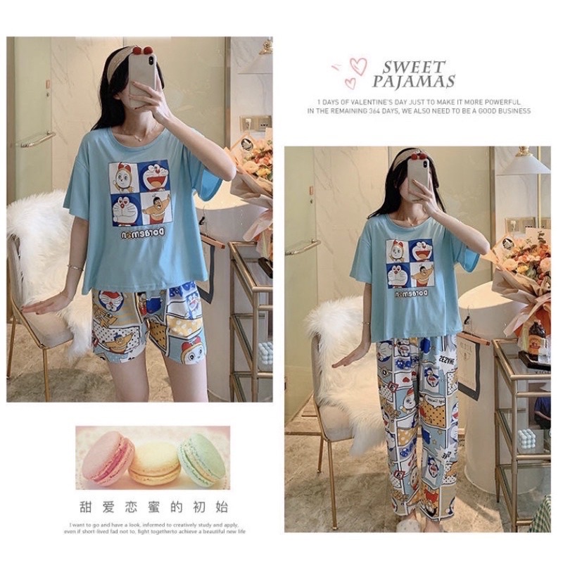 (40motif)Piyama 3 in 1 Import Murah Piyama Lengan Pendek style Korea Baju Tidur Wanita Import