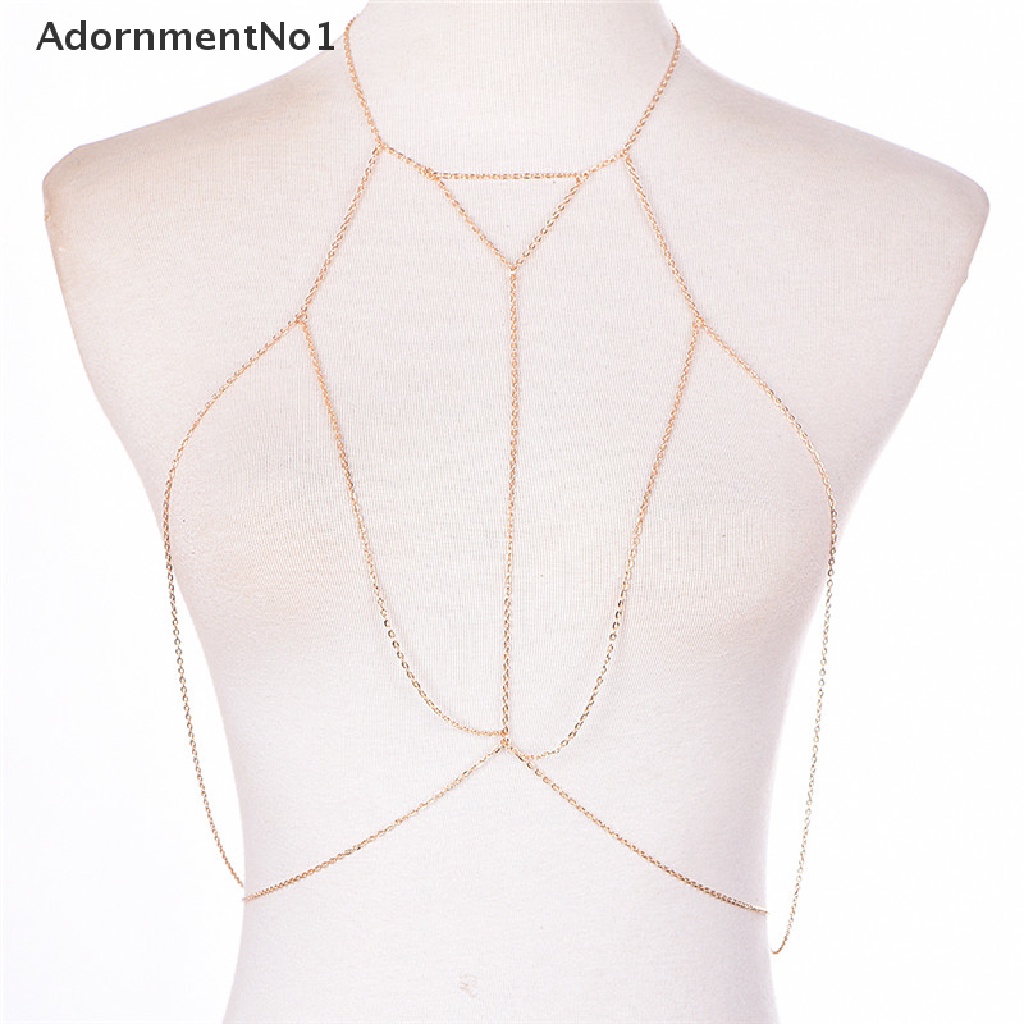 (AdornmentNo1) Kalung Rantai Tubuh / Bikini / Bra / Baju Renang Wanita Multilayer Gaya Retro Sexy Untuk Pantai