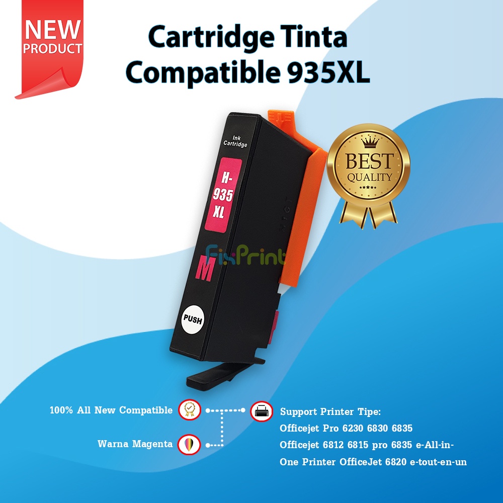 Cartridge Tinta Compatible 935XL934XL 935 934 Black Cyan Magenta Yellow Refill Ink H-935XLC 935 Printer XP Officejet Pro 6230 6830 6835  Officejet 6812 6815 pro 6835 All in One Printer OfficeJet 6820