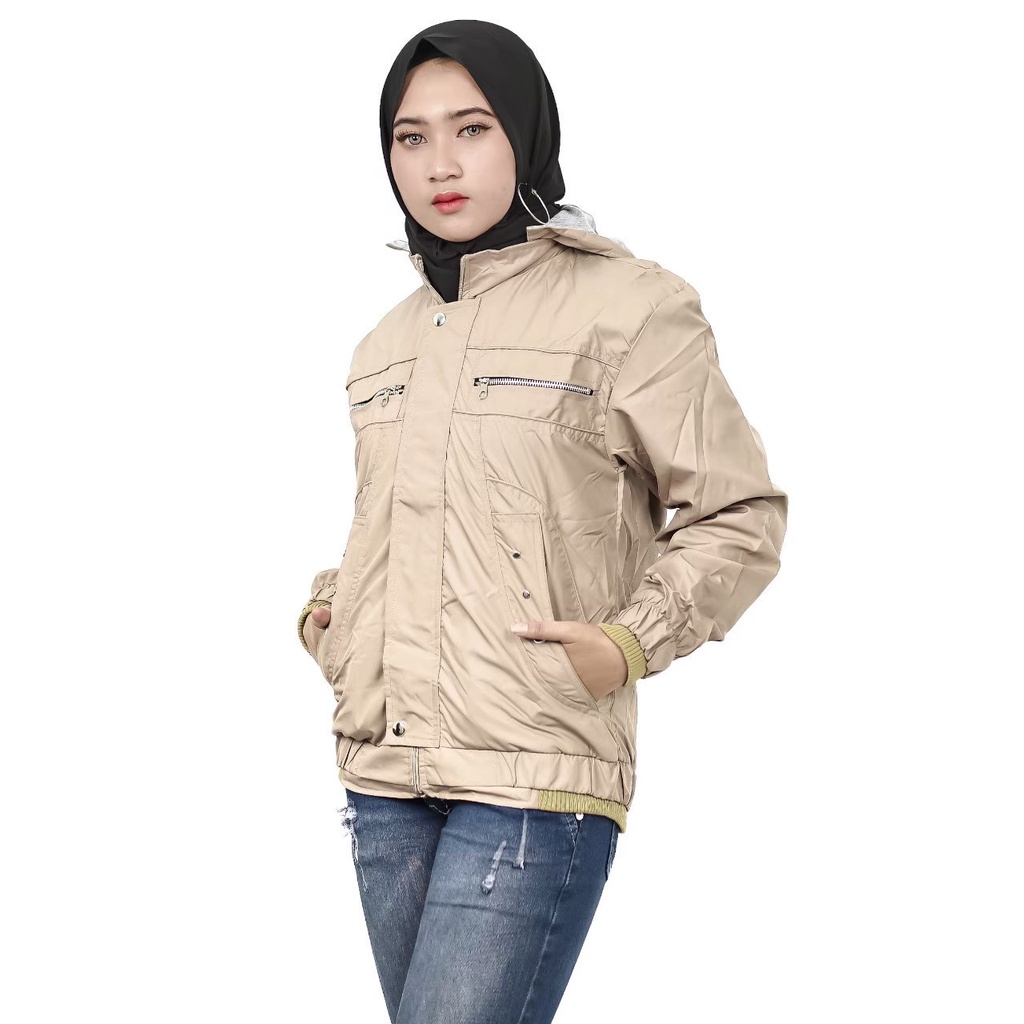 JAKET MURAH WANITA JAKET PARASUT CEWE OUTDOOR RUNNING LARI WATERPROOF