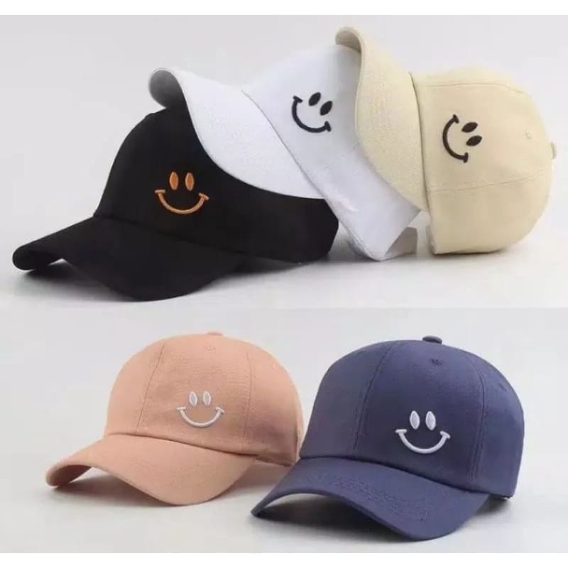 Topi Baseball Bordir Korea Pria Wanita Model Smile Senyum Distro bisa bayar di tempat