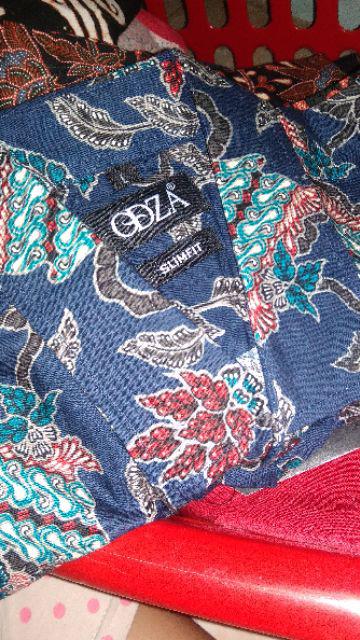 Odza Kemeja Batik Lengan Pendek Baju Sogan Hem Pria Slim Fit Batik Fashion Terkini Modern Swarit