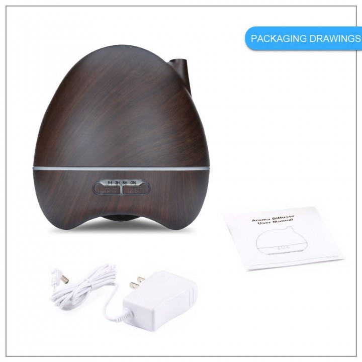 H17 Wooden Humidifier Aroma Diffuser 7 Color LED Light 300ml Black