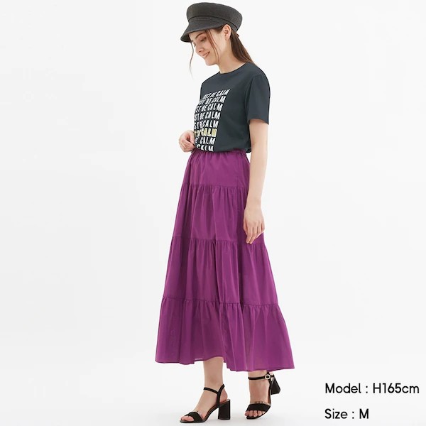 GU by Uniqlo Tiered flare long skirt