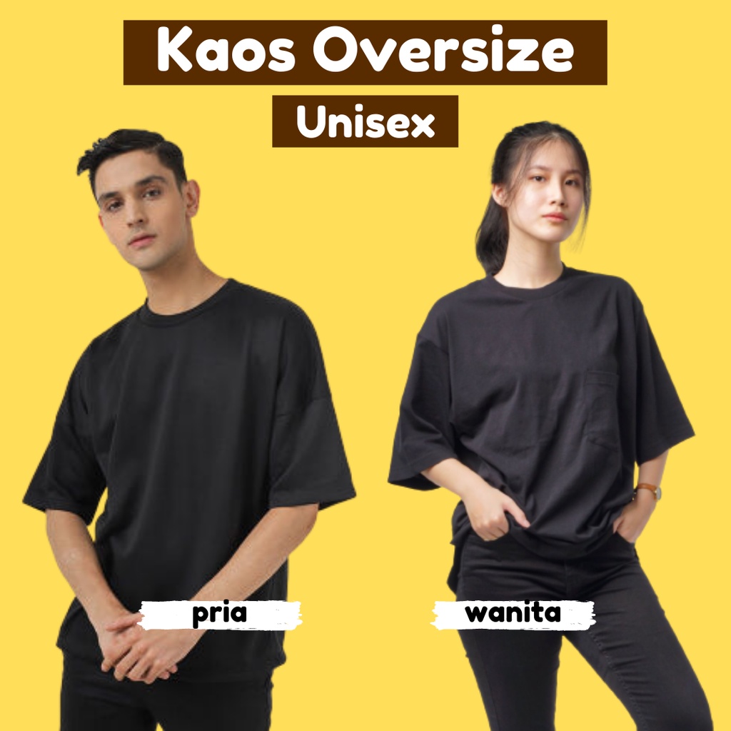 Kaos Oversize Pria Wanita Cotton Combed 30s Size L XL