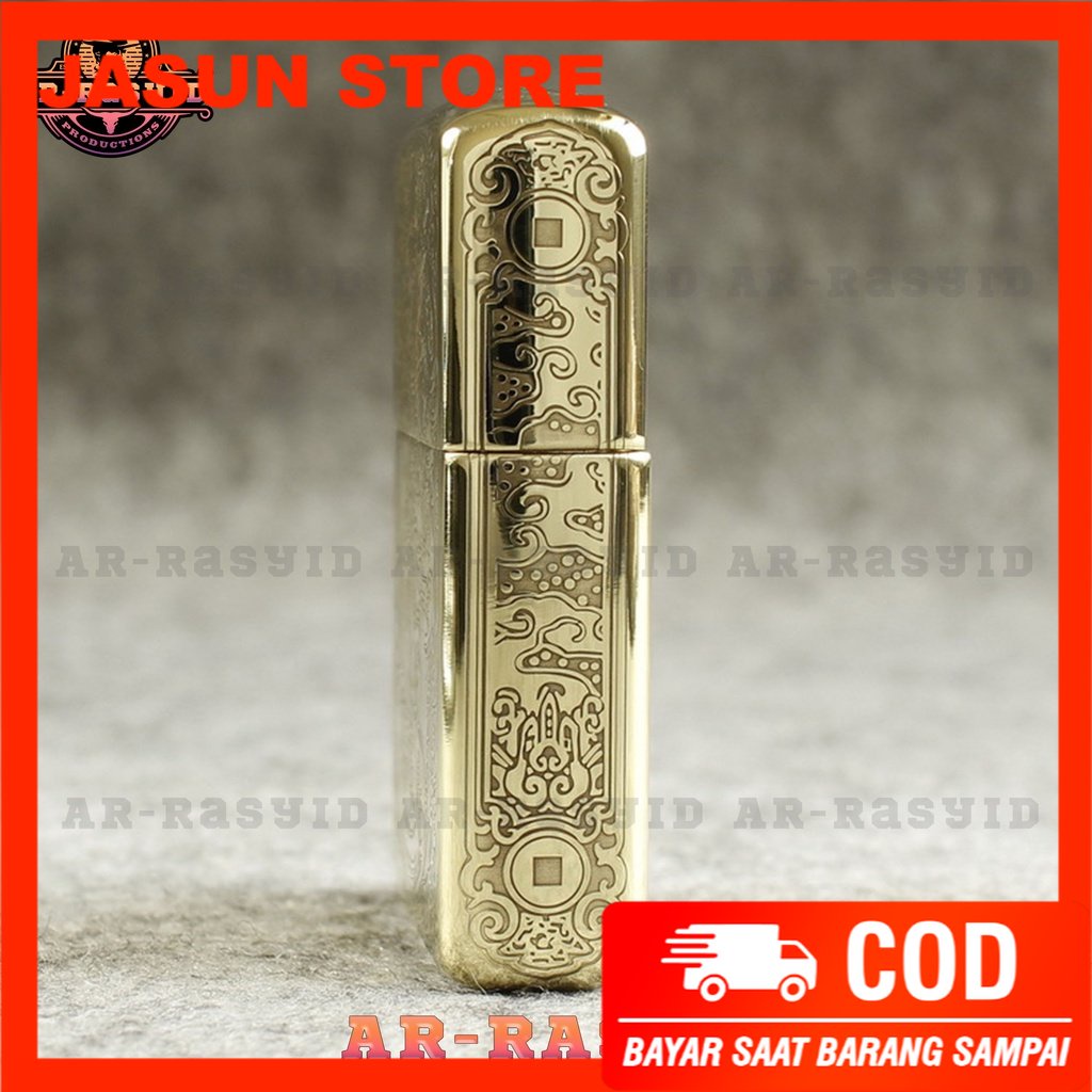 Korek Api Minyak Zippo Gold Ukir Motif Winged Beast 168 3962-5