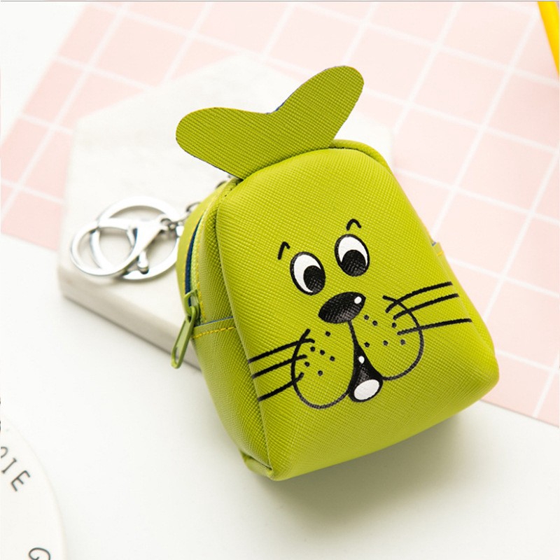 Gantungan Kunci Mini Motif Muka Anjing Kartun Portable Holder Koin