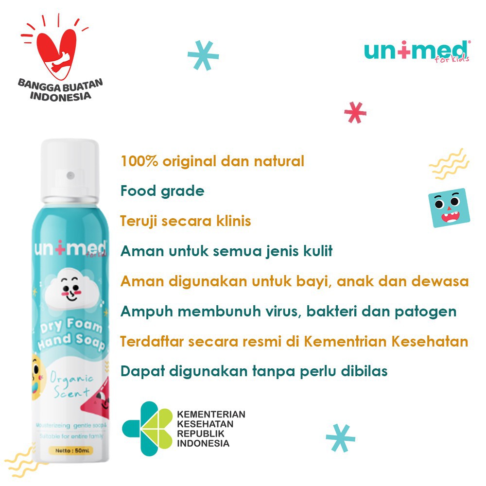 Unimed Kids Dry Foam Hand Soap Sabun Pembersih Tangan 50ml