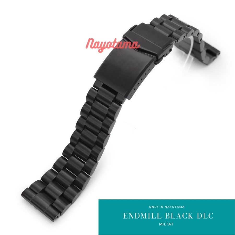 22mm Rantai MILTAT ENDMILL Black DLC Hitam Straight-End V-Clasp