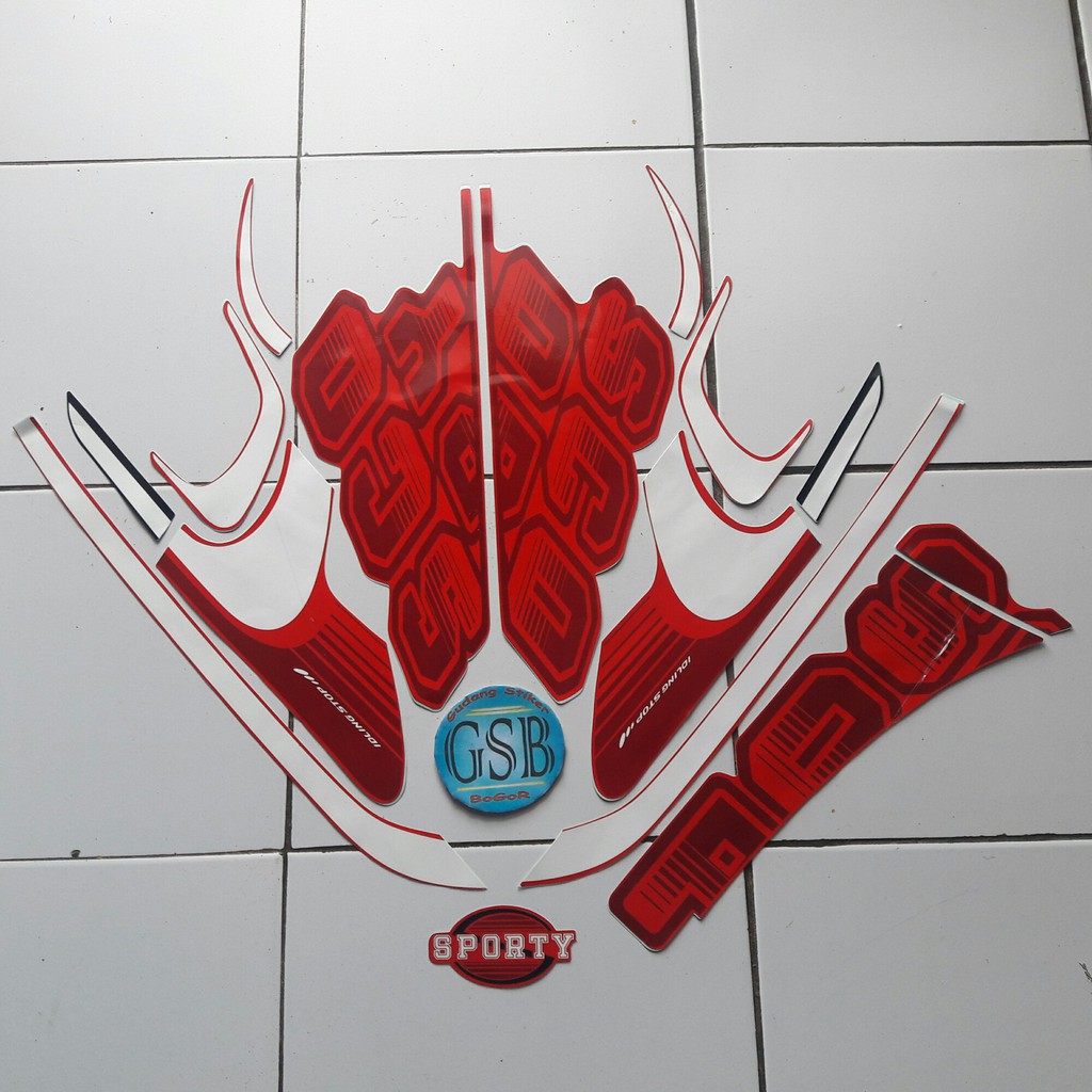 stiker lis motor honda Scoopy Sporty 2017 merah