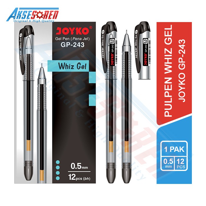 

Pulpen Whiz Gel Joyko [GP-243/12 pcs] / Ballpoint Pena Pen Tinta Warna Hitam