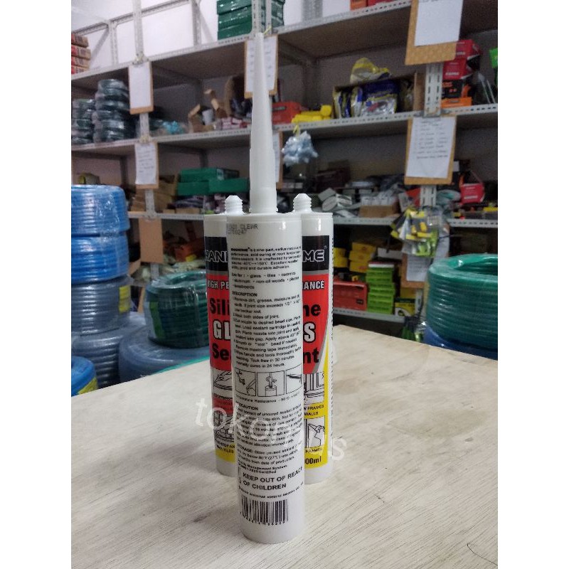 Lem Silicone Sealant Silikon Sealent Lem Kaca Akuarium Botol Tembak 300 ml CLEAR, BLACK,WHITE,GREY