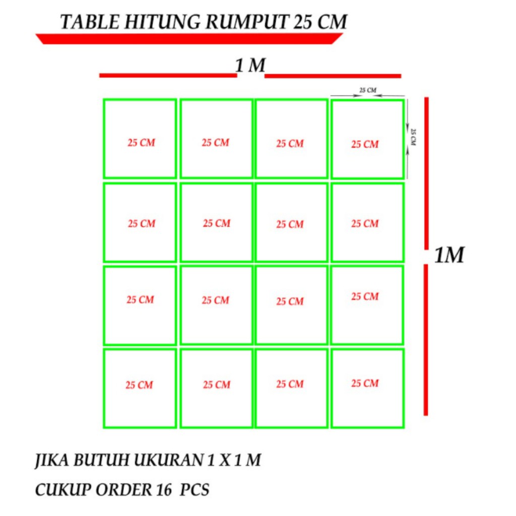 Karpet Rumput Sintetis 35mm Ukuran 25x25cm Rumput Palsu Artificial Swiss Grass Dekorasi Taman