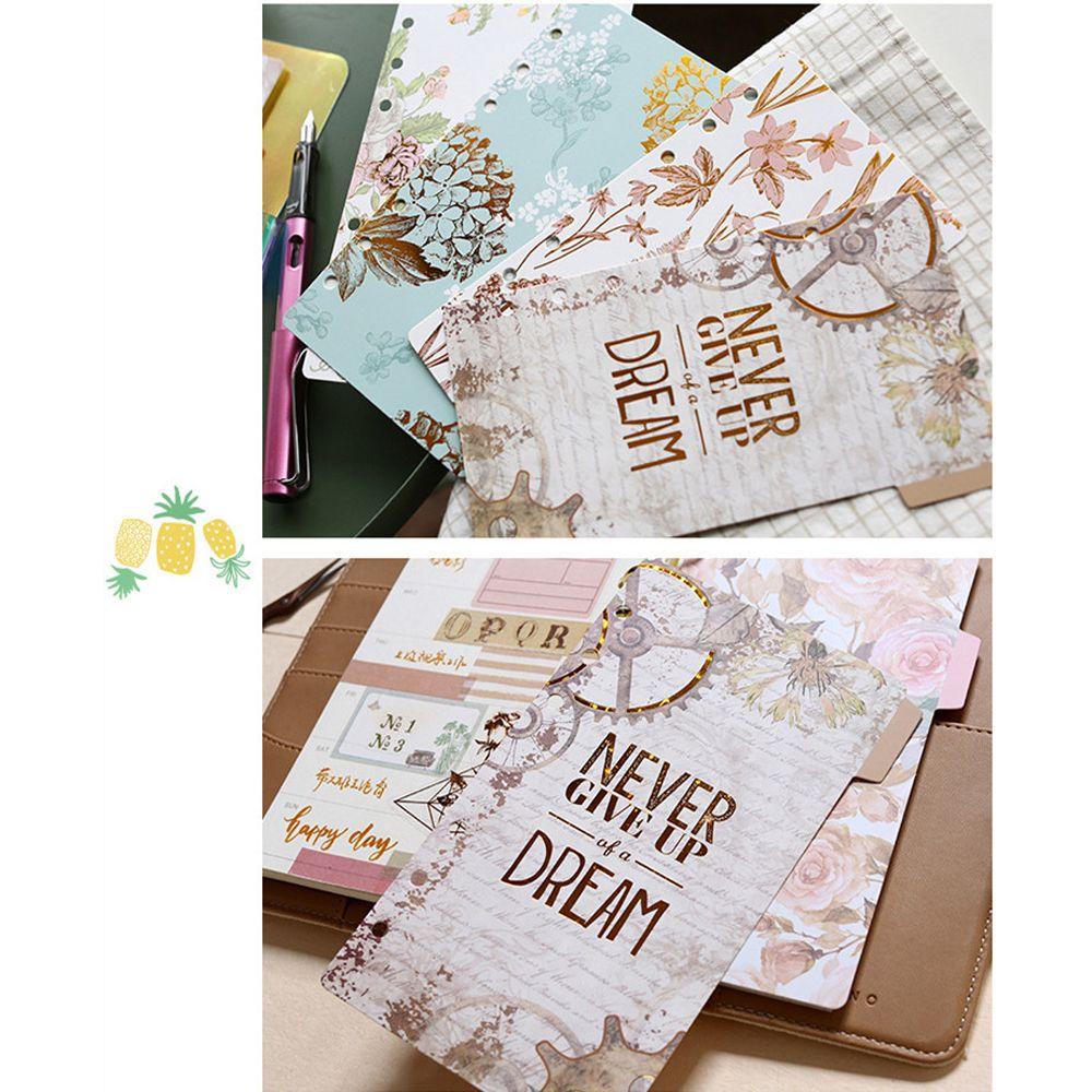 [Elegan] Alat Tulis Halaman Pemisah Daun Longgar A5 A6 6-Ring Binder Kategori Tab Halaman Loose Leaf Binder Vintage Flower Binder Index Page