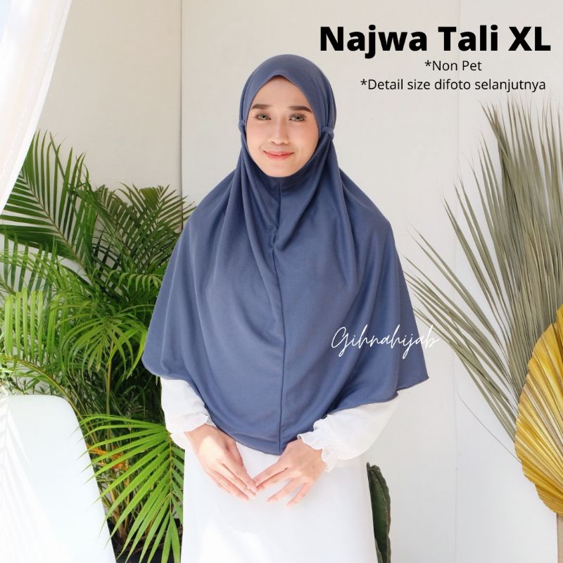 Hijab Instant Bergo Kaos Najwa Tali XL non pet