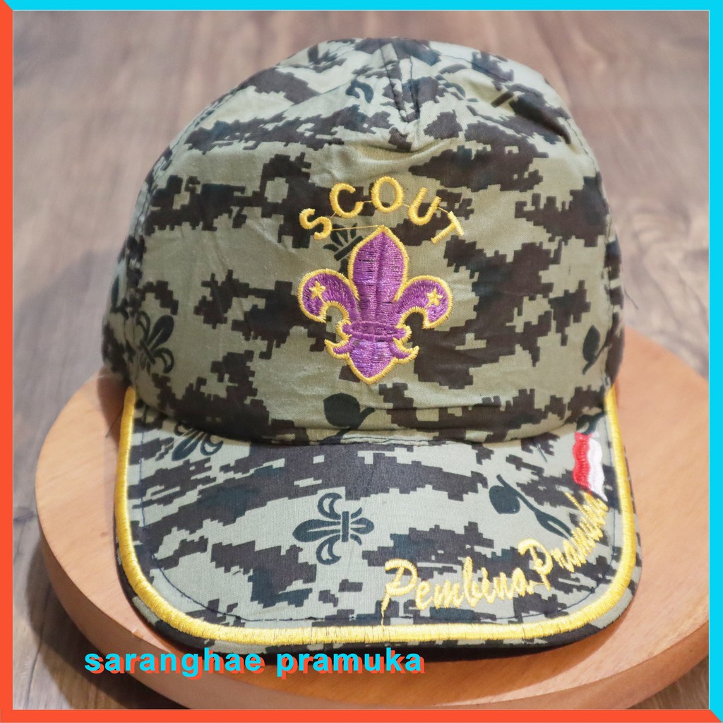 Topi Pramuka Loreng Doreng Double Mesh